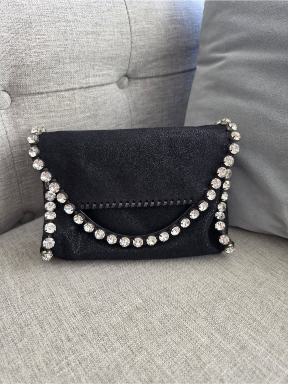 Rare Stella McCartney Black Crystal Embellished Mini Crossbody Bag